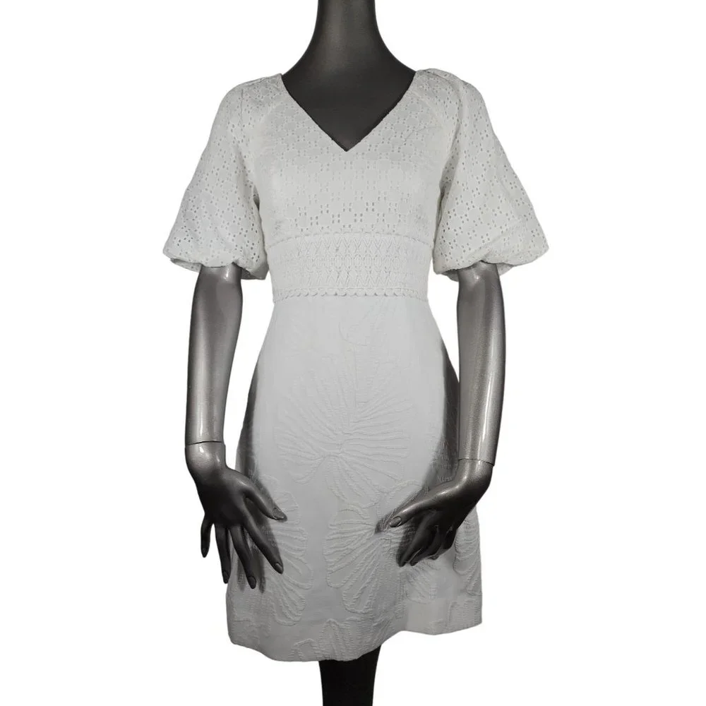 Lilly Pulitzer NWT White Dress Embroidered Eyelet Jazlyn 00 - Picture 2 of 7